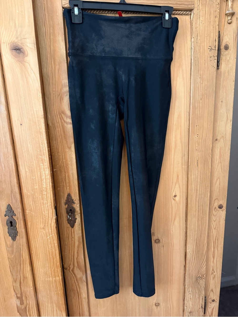 SPANX Black High-Waist Faux-Leather Leggings
